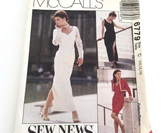 McCalls Sewing Patterns 6679 - Modello per abito da sposa/sera vintage, taglie 10-12-14