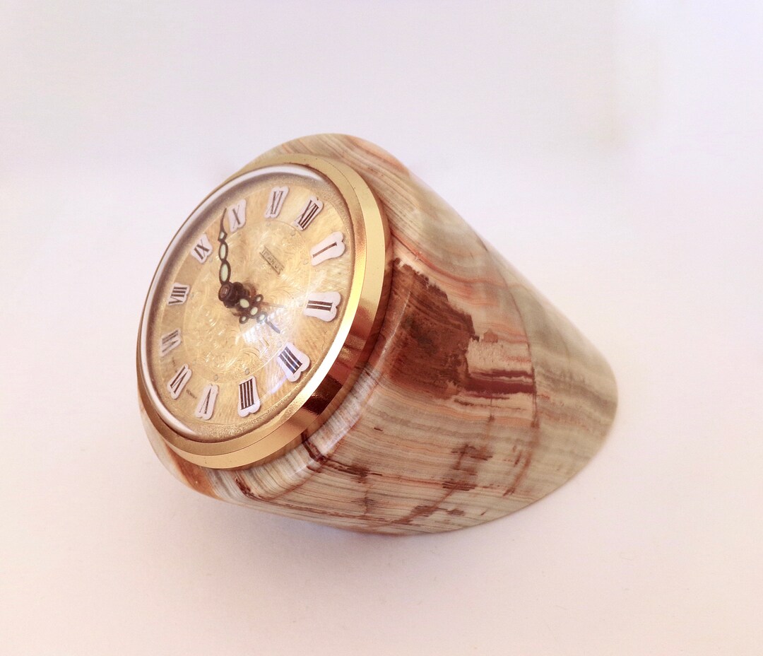 Wind up Marble Alarm Clock Vintage German Home Decor Etsy