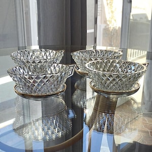 Diamond Cut Glass Cups - Set of 2 Vintage Punch Cups