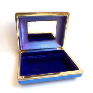Upcycled Blaue Schmuckschatulle - Spiegel mit Samtfutter
