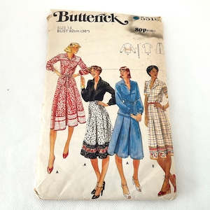 1970s Vintage Butterick 5516 Top & Skirt Sewing Pattern - Long Sleeve, Short Flared, Retro Fashion