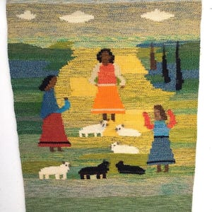 Scandinavian Wall Hanging - Vintage Wool Tapestry - Traditional Textile Art