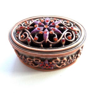 Decorative Filigree Metal Box - Vintage Trinket or Jewellery Box
