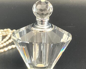 Vintage Shudehill Giftware Art Deco Style Crystal 3 Inch Perfume Bottle