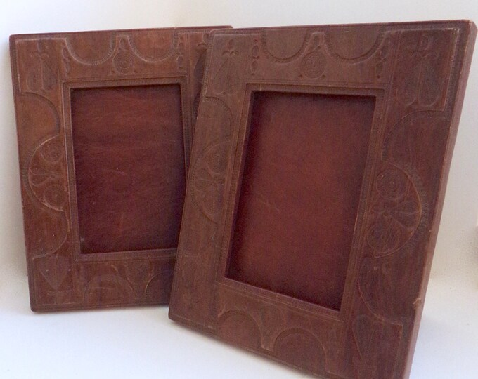 Leather Frames Photo Frame Set 2 Piece Set Vintage Etsy