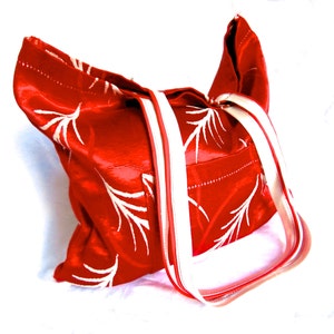 Vintage Fabric Bag - Repurposed Bag - 1950s Fabric - Red Tote Bag - Small Tote Bag