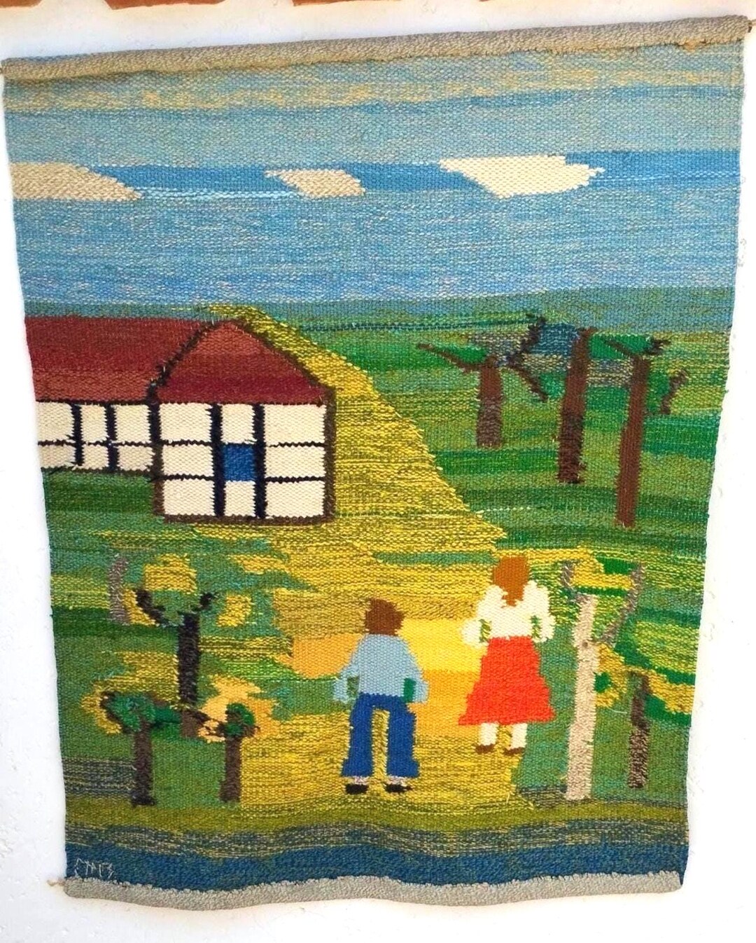 Scandinavian Handwoven Vintage Wall Hanging - Farmhouse Detail Wool ...