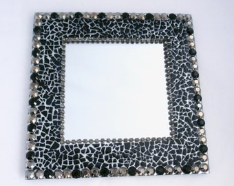 Square Eggshell Mosaic Mirror - Upcycled Handmade Mirror