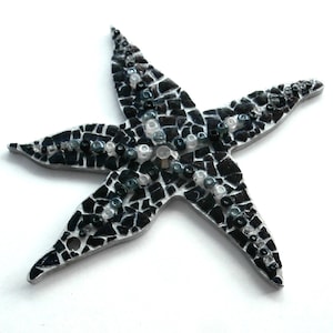 Starfish Wall Decor - Black Eggshell Mosaic - Decorative Hanging Mobile