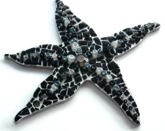 Starfish Wall Decor - Black Eggshell Mosaic - Decorative Hanging Mobile