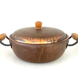 Vintage Copper Cookware - Hammered Copper Saucepan or Container