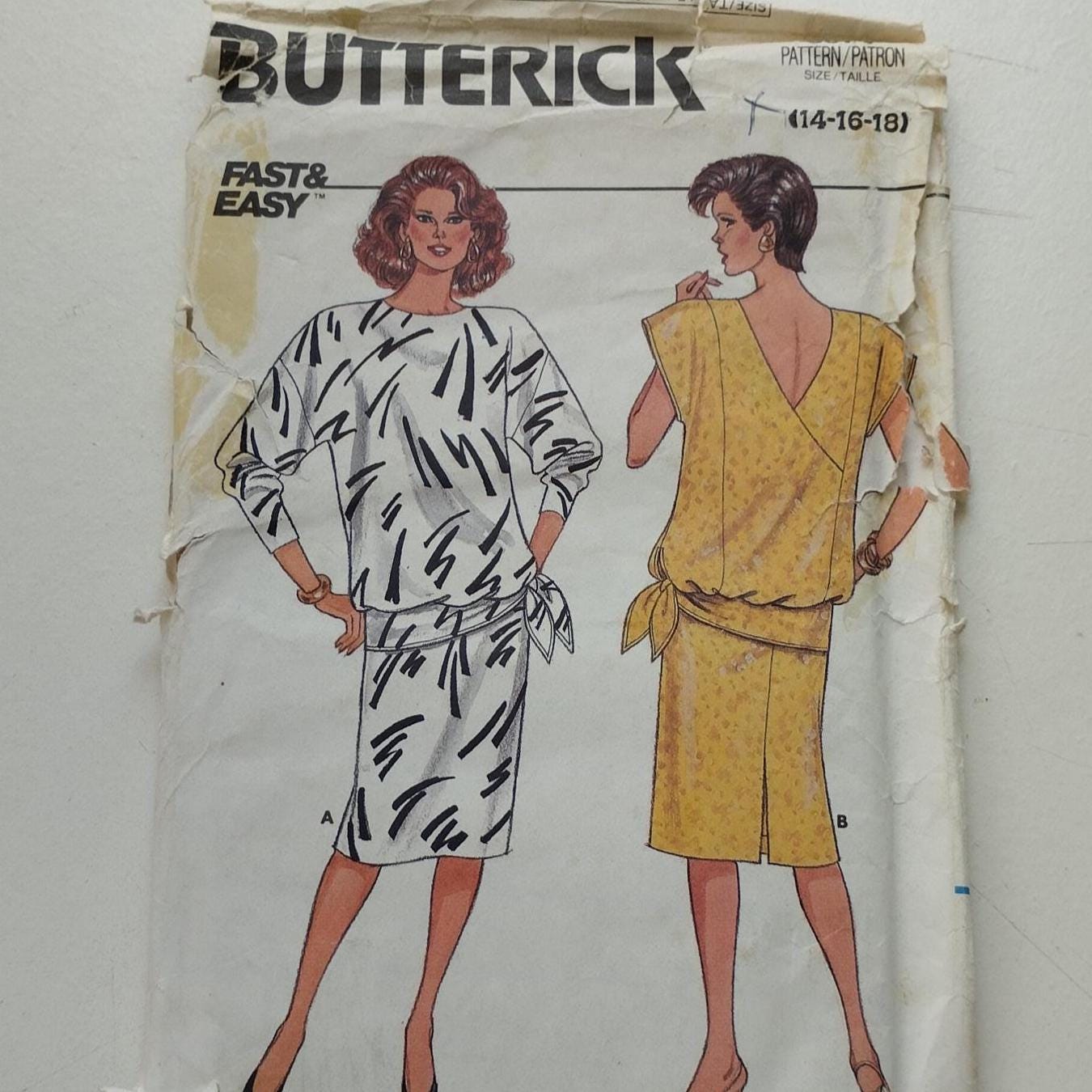 Vintage Dress Sewing Pattern from 1986 - Butterick Sewing Pattern - 3874