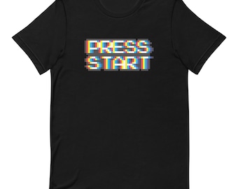 T-shirt unisexe Press Start - Illustration glitch époustouflante