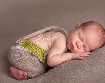 Newborn knit romper, Knit newborn outfit, Newborn photography, Photo prop romper, Newborn pants, RTS