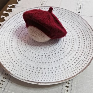 Christmas Newborn Beret Hats, Newborn French Hat, Newborn Knitted Baby Beret Hat, Newborn photography beret,Christmas red,Christmas bordeaux