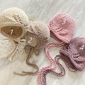 4 colors Newborn knit bonnets Newborn Knit Bonnet for Photography Props Baby bonnets Newborn prop bonnets Knitting Hat Knitted Photo Prop