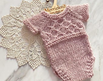 Newborn Alpaca Knit Romper: Baby Photography Prop Outfit