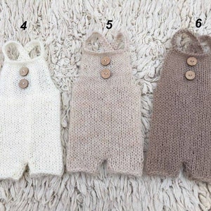 Strick Mohair Romper Holzknopf Kokosnuss Newborn Strampler Neugeborenen Foto Requisite Handmade Strick Romper Neugeborenen Fotografie Neugeborenen Outfit RTS
