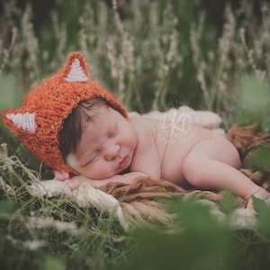 Knit Fox hat Newborn fox hat Newborn Foxy Bonnet Hat with ears Ears Photo prop Animal hat Newborn photography fox hat Foxy Ears Knitted Hat