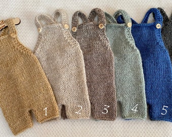 6 colors Newborn knit romper Knit dungarees Romper Brown dungarees Beige dungarees Photo prop  Newborn romper RTS