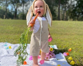 9-12 Months Bunny hat Easter Bunny Beige bunny hat Photo prop Bunny bonnet  Rabbit sitter hat Bunny bonnet Baby Sitter size bunny hat RTS