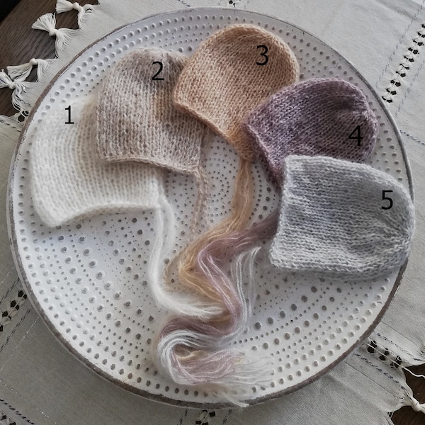 Mohair Hat Newborn bonnet hat Newborn hat Newborn knit bonnet Luxury children's mohair Photo prop Classic knit bonnet Baby unisex bonnet RTS