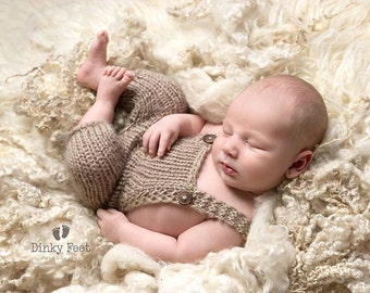 Knit Newborn Romper: Photo Prop Dungarees
