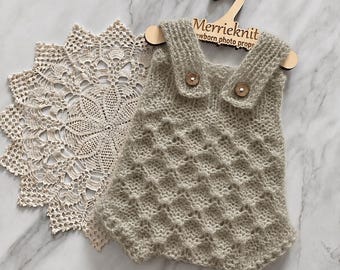 16 Colours Knit Newborn Romper: Unisex Cable Knit Dungarees, Photo Prop (RTS)