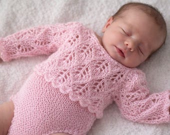 Knit Mohair Lace Newborn Bodysuit, Photo Prop Outfit