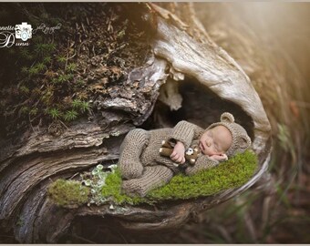 Pyjamas Neugeborenen Strampler, Neugeborenen Fuß Strampler, stricken Ärmel Strampler, 13 Farben, RTS Mohair Neugeborenen Body, Neugeborenen lang schläfrig, hellbraun