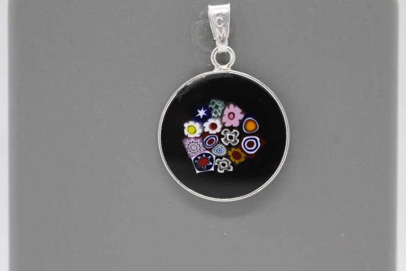 18mm Murano Millefiori Pendant 925 Stamped Italian Sterling Silver BKF' image 4