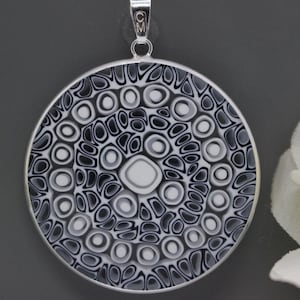 36mm Authentic Murano Glass Millefiori Pendant 925 Italian Sterling Silver - BKWH&