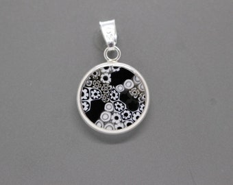 14mm Authentic Murano Millefiori Lampwork Glass Pendant 925 Stamped Italian Sterling Silver - BKDg