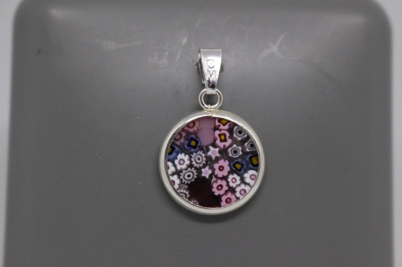 14mm Murano Millefiori Lampwork Glass Pendant 925 Stamped Italian Sterling Silver PKG2h image 2