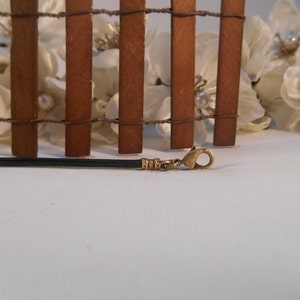 2mm Black Greek Handmade Leather Cord Chain with Antiqued Brass End Caps and Lobster Clasp
