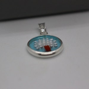 14mm Authentic Murano Millefiori Lampwork Glass Pendant 925 Stamped Italian Sterling Silver - TQTg