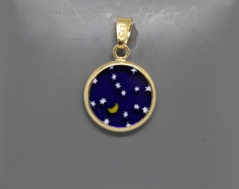 14mm Murano Millefiori Lampwork Glass Pendant 24K Gold Plated Italian Sterling Silver - BLSG2h