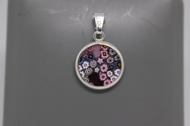 14mm Murano Millefiori Lampwork Glass Pendant 925 Stamped Italian Sterling Silver PKG2h image 1