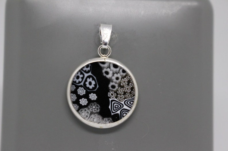 18mm Murano Millefiori Pendant 925 Stamped Italian Sterling Silver BWDh image 4