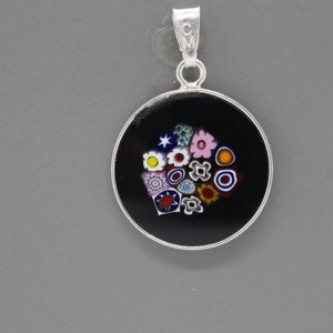 18mm Murano Millefiori Pendant 925 Stamped Italian Sterling Silver BKF' image 3