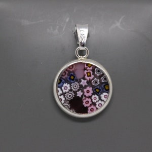 14mm Murano Millefiori Lampwork Glass Pendant 925 Stamped Italian Sterling Silver PKG2h image 3