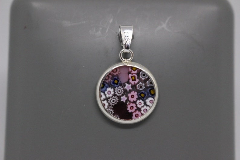 14mm Murano Millefiori Lampwork Glass Pendant 925 Stamped Italian Sterling Silver PKG2h image 3