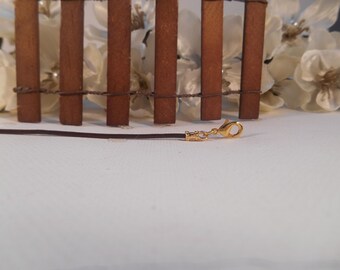 1.2 mm Brown Greek Leather Cord Chain -- Gold Plated Brass Ends and Lobster Clasp