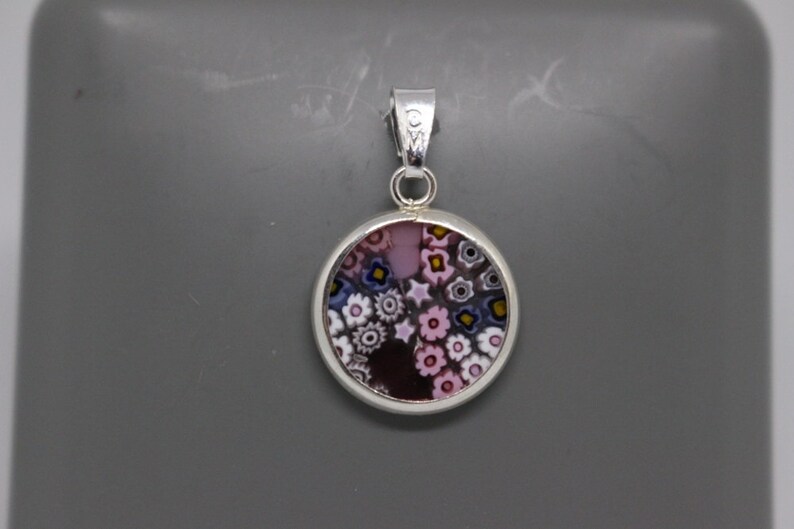 14mm Murano Millefiori Lampwork Glass Pendant 925 Stamped Italian Sterling Silver PKG2h image 4