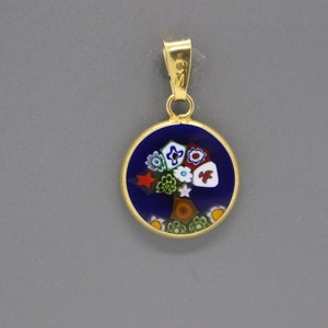 14mm Murano Millefiori Pendant 24K Gold Plated Italian Sterling Silver - BLTG2?