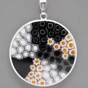 Pendentif Millefiori En Verre De Murano – Collier Dame, Fait Main En Italie, Ø 32 Mm