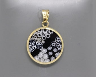 18mm Murano Millefiori Pendant 24K Italian Gold Plated Sterling Silver - BWDGh