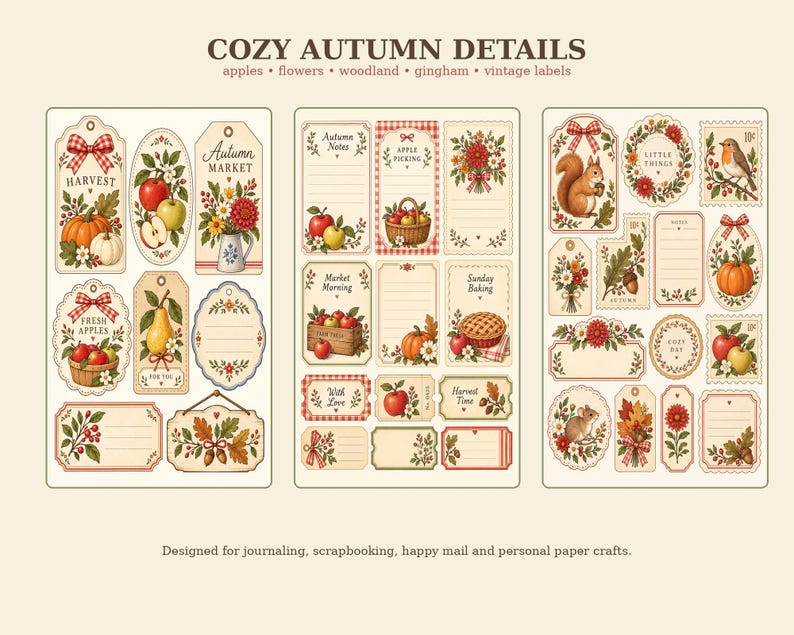Fall Book Label Fall Junk Journal Ephemera – Printable Tags, Cards & Labels - Etsy