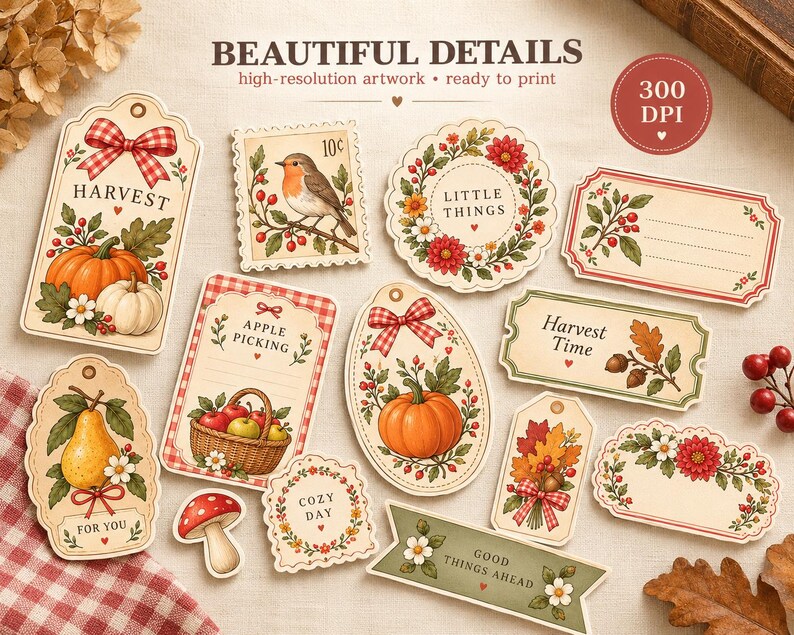 Fall Book Label Fall Junk Journal Ephemera – Printable Tags, Cards & Labels - Etsy
