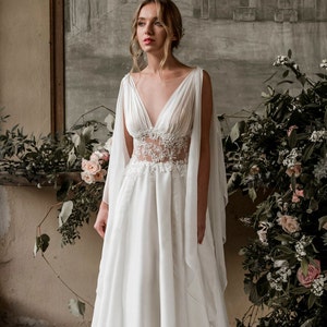 Grecian wedding dress, grecian wedding gown, grecian bridal gown, bohemian wedding dress, boho wedding dress, beach wedding dress image 1